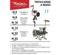 Tritacarne N. 8 Manuale Inox Aisi 304