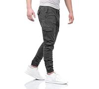 Indicode B698 - Pantaloni cargo da uomo, in tessuto lungo, molte tasche grigio scuro XXL