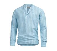 Indicode Camicia da uomo INLif a righe in misto lino cotone | Camicia da uomo, Blu Alaska, S