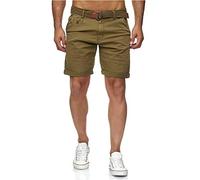 Indicode Conor - Bermuda da uomo con cintura, 100% cotone, vestibilità regolare esercito L