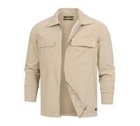 Indicode INNemoto - Camicia da uomo con cerniera lampo, per il tempo libero, Tortora, XXL