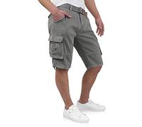 Indicode Kjeld - Pantaloncini cargo da uomo con 6 tasche, inclusa cintura in tessuto, in 100% cotone | Pantaloncini corti Bermuda estivi, pantaloncini corti da uomo, pantaloni cargo corti