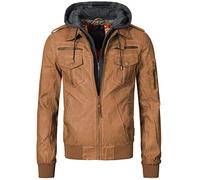 Indicode Uomini Aaron Jacket | Giacca in ecopelle con cappuccio removibile Brown L