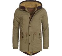 Indicode Uomini Barge Winter Jacket | Giacca invernale con cappuccio e fodera in peluche Army S