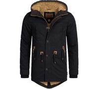 Indicode Uomini Barge Winter Jacket | Giacca invernale con cappuccio e fodera in peluche Black L