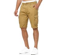 Indicode Uomini Blixt Cargo Shorts | Pantaloncini Cargo con 6 Tasche e Cintura in 100% Cotone Amber S