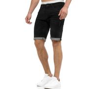 Indicode Uomini Caden Jeans Shorts | Pantaloncini Jeans Used Look con 5 Tasche Black L