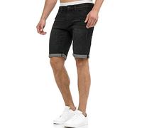 Indicode Uomini Caden Jeans Shorts | Pantaloncini Jeans Used Look con 5 Tasche Black M