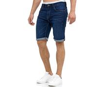 Indicode Uomini Caden Jeans Shorts | Pantaloncini Jeans Used Look con 5 Tasche Blue S