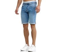 Indicode Uomini Caden Jeans Shorts | Pantaloncini Jeans Used Look con 5 Tasche Blue Wash XXL