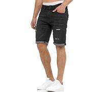 Indicode Uomini Caden Jeans Shorts | Pantaloncini Jeans Used Look con 5 Tasche Holes - Black XL