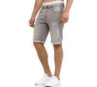 Indicode Uomini Caden Jeans Shorts | Pantaloncini Jeans Used Look con 5 Tasche Lt Grey S