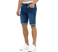 Indicode Uomini Caden Jeans Shorts | Pantaloncini Jeans Used Look con 5 Tasche Medium Indigo - Normal L