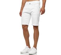 Indicode Uomini Caden Jeans Shorts | Pantaloncini Jeans Used Look con 5 Tasche Offwhite M