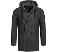 Indicode Uomini Cliff Coat | Cappotto corto con collo alla coreana Black Mix XL