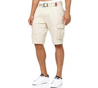 Indicode Uomini INMonroe Cargo Shorts | Bermuda Pantaloncini Cargo Inclusa Cintura in Cotone Fog L