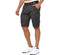Indicode Uomini INMonroe Cargo Shorts | Bermuda Pantaloncini Cargo Inclusa Cintura in Cotone Raven L