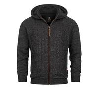 Indicode Uomini INRandolph Cardigan | Maglia Aperta con Cappuccio e Polsini a Coste Black M