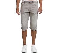 Indicode Uomini Jaspar Jeans Shorts | Pantaloncini Jeans Used Look con 5 Tasche Lt Grey L