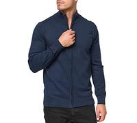 Indicode Uomini Lau Cardigan | Maglia Aperta con Collo Alto in 80% Cotone Navy XXL