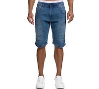 Indicode Uomini Leon Shorts | Bermuda Pantaloncini Estivi Denim in 98% Cotone Blue Wash XXL