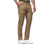 Indicode Uomini Leonardo Cargo Pants | Pantaloni Cargo in Lino e Cotone Cornstalk XL