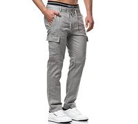 Indicode Uomini Leonardo Cargo Pants | Pantaloni Cargo in Lino e Cotone Lt Grey M