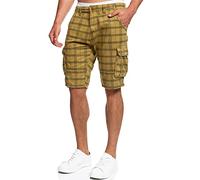 Indicode Uomini Monroe Cargo Shorts | Bermuda Pantaloncini Cargo Inclusa Cintura in Cotone Amber Check M