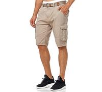 Indicode Uomini Monroe Cargo Shorts | Bermuda Pantaloncini Cargo Inclusa Cintura in Cotone Greige L
