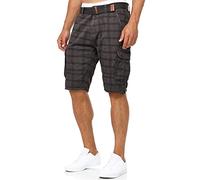 Indicode Uomini Monroe Cargo Shorts | Bermuda Pantaloncini Cargo Inclusa Cintura in Cotone Raven Check XXL