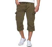 Indicode Uomini Nicolas Check Cargo Shorts | Pantaloncini Cargo 3/4 Inclusa Cintura Army S