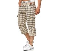 Indicode Uomini Nicolas Check Cargo Shorts | Pantaloncini Cargo 3/4 Inclusa Cintura Fog Check M