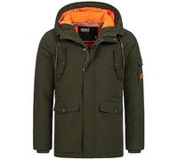Indicode Uomini Ocala Coat | Cappotto da uomo con fila di bottoni nascosta Army XL