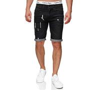 Indicode Uomini Roberts Jeans Shorts | Pantaloncini Jeans Used Look con 5 Tasche Black M
