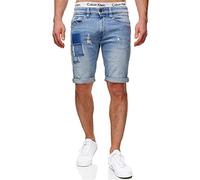 Indicode Uomini Roberts Jeans Shorts | Pantaloncini Jeans Used Look con 5 Tasche Blue Wash XL