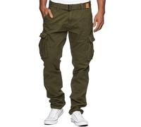 Indicode Uomini William Cargo Pants | Pantaloni Cargo in Cotone con 7 Tasche Incluso Cintura Army XL