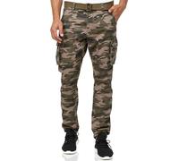 Indicode Uomini William Cargo Pants | Pantaloni Cargo in Cotone con 7 Tasche Incluso Cintura Dired Camouflage M
