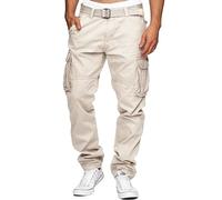 Indicode Uomini William Cargo Pants | Pantaloni Cargo in Cotone con 7 Tasche Incluso Cintura Fog S