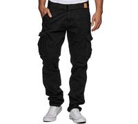 Indicode Uomini William Cargo Pants | Pantaloni Cargo in Cotone con 7 Tasche Incluso Cintura New Black 3XL