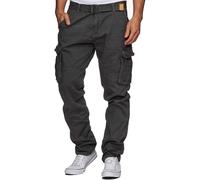 Indicode Uomini William Cargo Pants | Pantaloni Cargo in Cotone con 7 Tasche Incluso Cintura Raven XXL