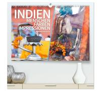 INDIEN Menschen Farben Impressionen (hochwertiger Premium Wandkalender 2026 DIN A2 quer), Kunstdruck in Hochglanz: Farbige Impressionen von den Ufern es Ganges