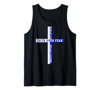 Indietro La Fede Blu sulla Paura Patriottica Cristiana Americana Canotta