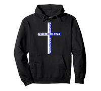 Indietro La Fede Blu sulla Paura Patriottica Cristiana Americana Felpa con Cappuccio