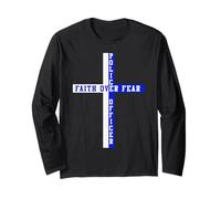 Indietro La Fede Blu sulla Paura Patriottica Cristiana Americana Maglia a Manica