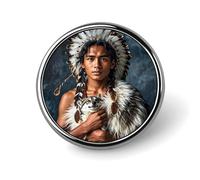 Indigeni e lupi spilla rotonda spilla leggera da bavero spille da cravatta regali unici spilla in metallo distintivo per cappello camicia abbigliamento borse decorazione
