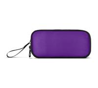 Indigo - Astuccio in nylon tinta unita viola per ragazze adolescenti, astuccio con cerniera, organizer per cancelleria per scuola preppy bambini