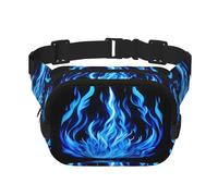 Indigo Flame Print Square Double Layer bag Waist Bag Trendy Pack Travel Bag con Bel Regolabile, nero, Taglia unica