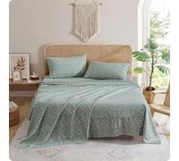 Indigo Ink - Lenzuola per letto king size, in flanella di cotone con federe abbinate, ultra morbide, motivo floreale, peso medio, per tutto l'anno, certificato Oeko-Tex (collezione Jacobean Oasis