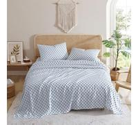 Indigo Ink Set di lenzuola per letto matrimoniale, 4 pezzi con motivo a medaglioni bohémien, morbide e resistenti alle pieghe (collezione Panther, blu)