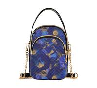 Indigo Morning Glory Abstract Flowers borsa a tracolla in pelle alla moda con multi tasche borsa a mano essenziale per le donne